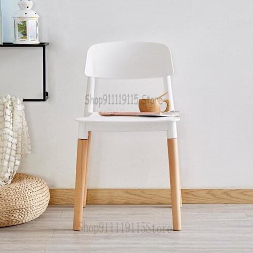 White Chair Creative Fashion Simple Modern Personality Desk Chair Back Stool Adult Solid Wood Dining Chair