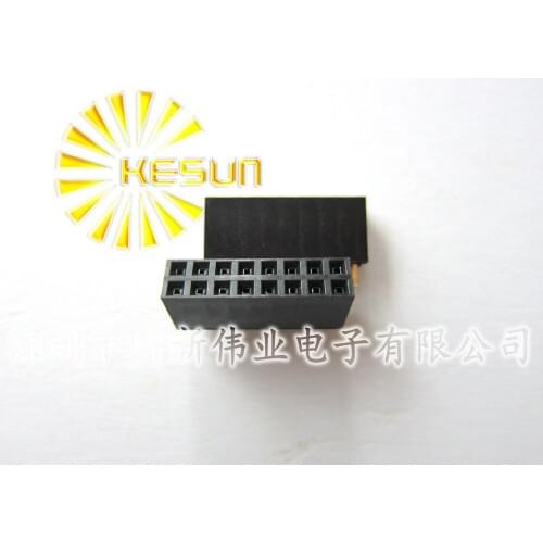 FREE SHIPPING 200PCS 2.54mm 2X8 Pin Gold-plated Single Row Straight Female Pin Header ROHS