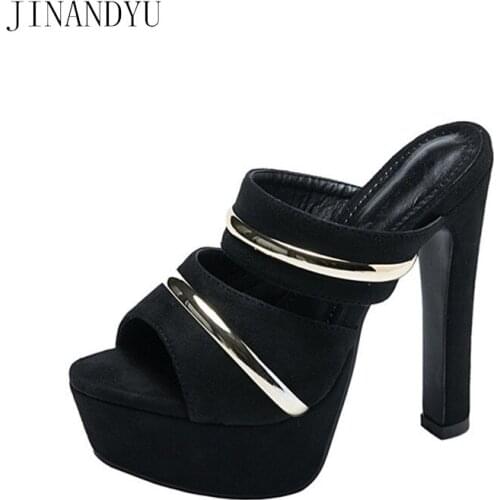 High Heels Sandals Women Sexy Black Chunky Heels Platform Sandals Summer Shoes Women Slippers Party Ladies Quality Shoes Trend