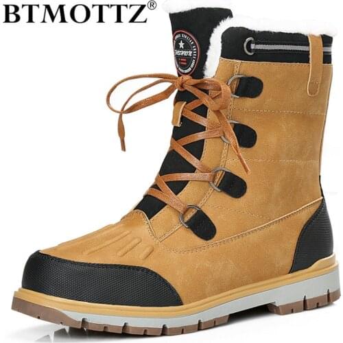 Winter Snow Boots Plush Adult Fashion Non-slip Casual Boots High Quality Waterproof Mid-calf Mens Keep Warm Boots Plus Size 47