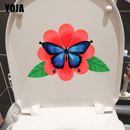 YOJA 22.2X15.5CM Flowering Butterfly Living Room Decor Wall Sticker Home Bathroom Toilet Decals T1-2297
