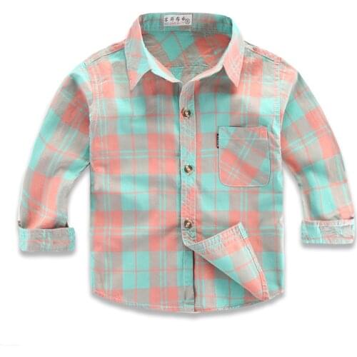 Children Shirts Autumn Winter Boys Plaid Shirt 1-8 Years Kids Cotton Blouses Boys Clothing Boys Girls Long Sleeve Shirt Tops