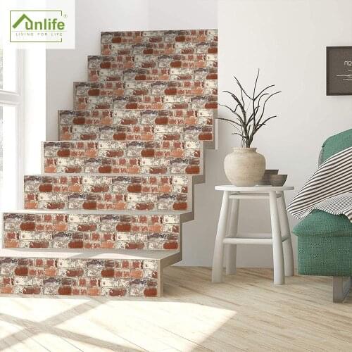 Funlife® Old Effect Red Brick Anti-Slip Stair Stickers Home Decor Floor Stickers Waterproof Stairway Bathroom Ground Stickers
