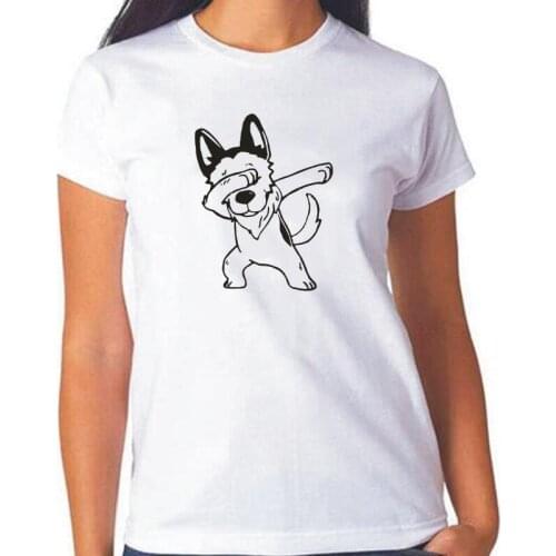 Funny German Shepherd Print T Shirt Women Tops Summer Short Sleeve Harajuku Tee Shirt Femme Casual Cotton Tshirt Camiseta Mujer