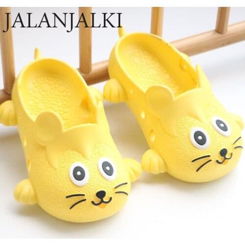 JALANJALKI Cute Cartoon Children Slippers Babies Garden Non-slip Soft Sandals Toddler Boys Girls Beach Indoor Shoe Kid Flat Heel