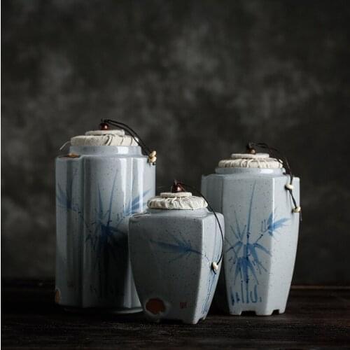 Tea Manual Retro Coarse Pottery Tea Pu'er Chu Cha Guan Sealed Tea Box Tea Caddy Tea Container Tea Storage Tea Tin Containers
