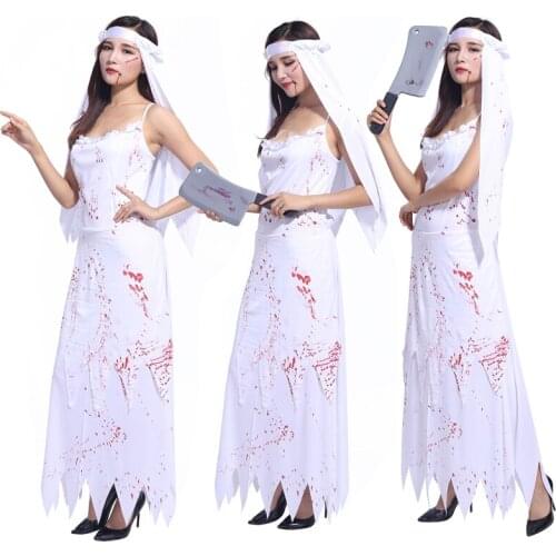 Halloween costume adult female ghost bride bloody horror role-playing ghost clothes clothing costume party performance clothing