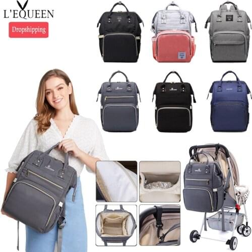 Lequeen Mommy Backpacks Nappy Diaper Bags with stroller hooks Mummy Large Volume Outdoor Travel Bags baby born use LPJ04
