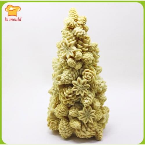 LXYY MOULD 3D Pine Cone Christmas Tree Candle Silicone Mold Home Halloween Party Decoration Soap Tool