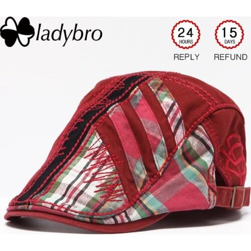 Ladybro Men Visor Cap Male Hat Women Beret Cap Cotton Patchwork Hat Spring Summer Casual Unisex High Quality Adjustable Flat Cap