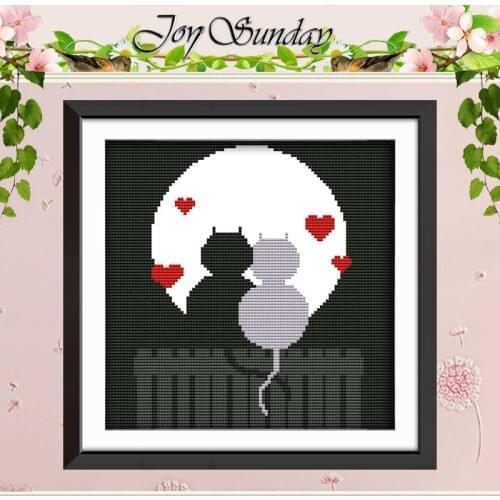 Couple Cat Silhouette Counted Cross Stitch 11CT 14CT Cross Stitch Set Wholesale DIY Cross-stitch Kit Embroidery Needlework