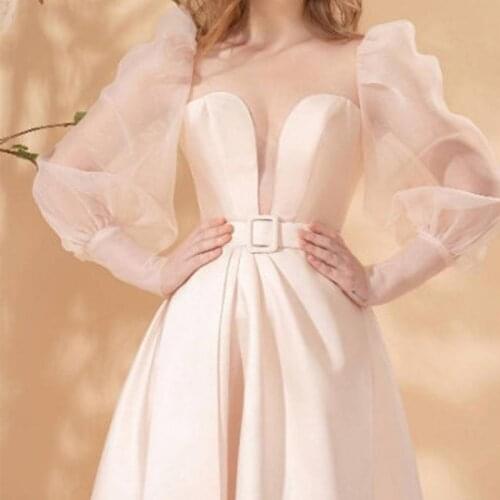 Set Detachable Organza Sleeve Ivory Bridal Long Sleeves Same As Image Color Wedding Puff Sleeves Simple Cuffs for Bridal Wedding