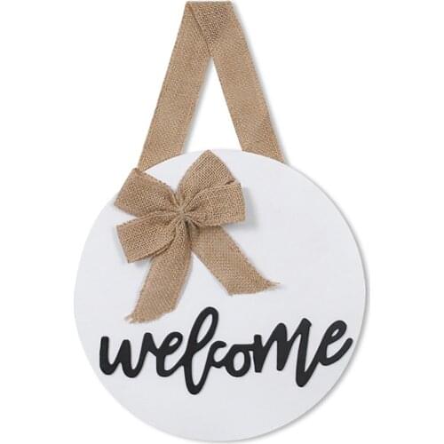 Sign Welcome Logo Hanging Plaque Knot Country Style Pub Garden Personalised Front Door Decoration Bar Round Wooden Home Custom