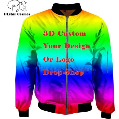 Newest Create Your Own Customer Design Anime/Photo/Star/You Want/Singer Pattern/DIY Men Casual 3D bomber jackets Party cosplay