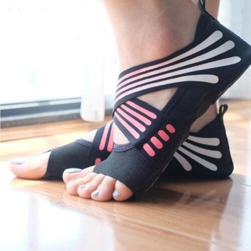 Professional Yoga Shoes Socks Anti-slip Breathable Sweat Absorption Elastic Belt Hosiery Sports Dance Footwear