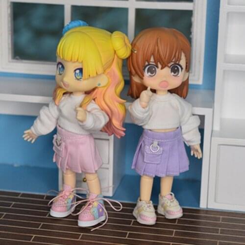 Ob11 P9 doll dress with face and single piece pocket short skirt doll clothes