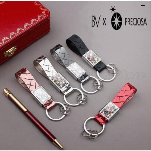 Braided keychain Crystal Diamond Circular ring buckle keyring Auto accessories chaveiro para carro For Audi a3 a4 b8 Land Rover