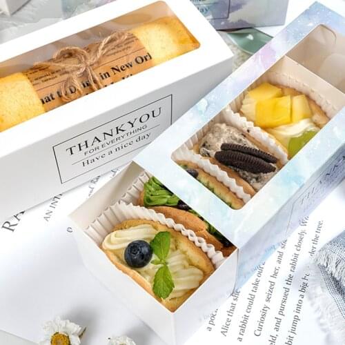 10pcs Thank you Paper Candy Gift Box With Window Romantic Starry Sky Kraft Paper Cake Box Wedding Christmas Gift Packaging Boxes