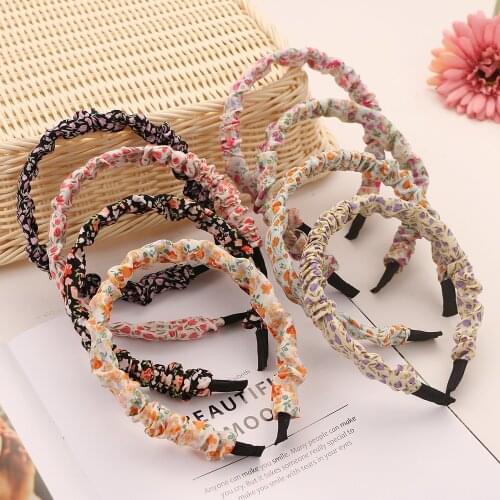 ZOVOLI Korean Elegant Retro Floral Pleated Headband for Women Sweet Headband Hair Bundle Lady Hair Hoops Fashion Accessories