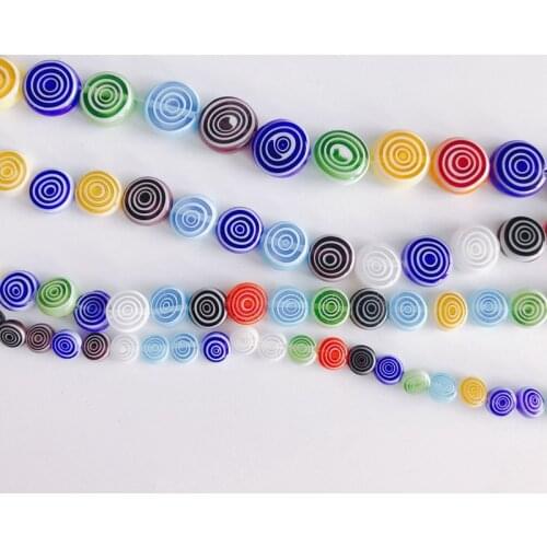 Simple Mixed Color Candy Beads Colored Glass Thousand Flowers Handmade DIY Beaded Flat Bead Necklace Bracelet Pendant