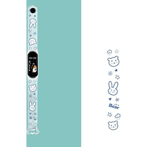 Strap For Xiaomi Mi Band 6 5 4 3 New Transparent Printing Replacement Silicone Bracelet For Mi band 6 5 Smart Sports Wrist Belt