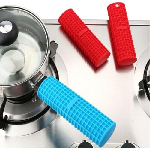 1pcs Pot Pan Handle Silicone Mitts Grip Saucepan Holder Holloware Wok Cookware Parts Accessories Kitchenware Tools