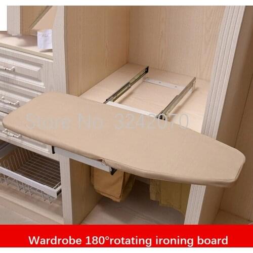 Ironing Board Hidden Folding 180° Rotating Cloakroom Ironing Hanger Damping Telescopic Push Pull