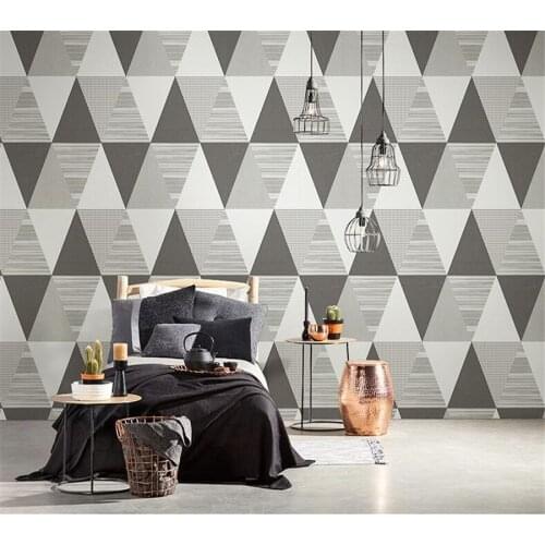 Beibehang Modern Bedroom Living Room TV Background Wall Paper Nordic Grey Triangle Geometric Pattern Wallpaper roll papier peint