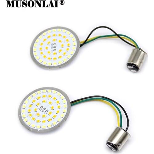 2'' Motorcycle 1157 LED Turn Signal Lights Panel Indicator Lamp LED Insert Lights for Harley Sportster Dyna Softail Street Glide