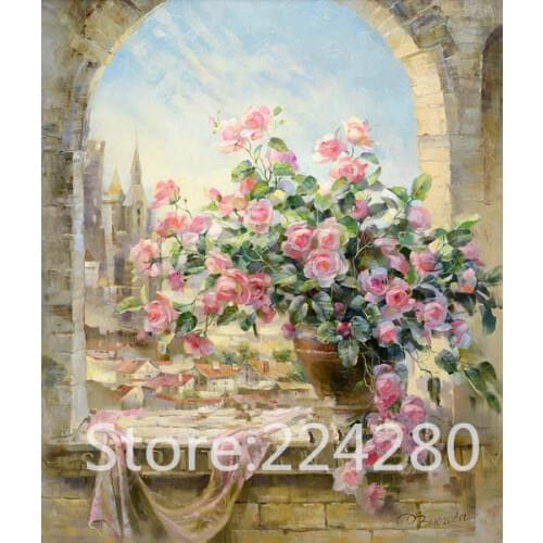 Rose Flower window Needlework,scenic embroidery,DIY 14CT Art Aida Cross stitch kits,Pattern counted Cross-Stitching home decor