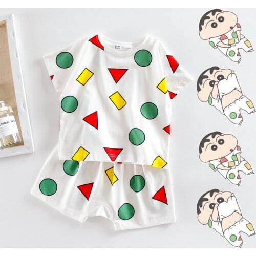 Hrajuku Japanese Shins Chan Pyjamas Sleepwear Cotton Pajamas Women Pijamas Short Sleeve Homewear Anime Nightgown Party