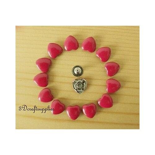 Rivets leather rivet bag clothing shoes heart studs 60 sets 10 mm Hot pink M61G
