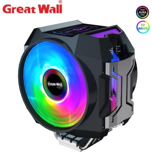 Great Wall CPU Cooler RGB Dual 120mm PWM Cooling Fan 6 Heat Pipes PC Cooler For LGA 1150 1151 2011 2066 AM4 Computer Cooling