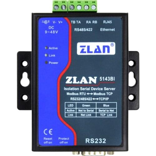 ZLAN5143BI RS232 RS485 422 to Ethernet RJ45 Converter Modbus RTU TCP Gateway multi host isolation high stable seiral server