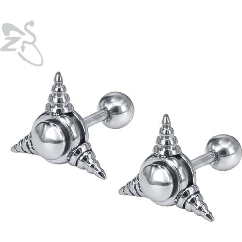ZS Stainless Steel Stud Earrings 1 Piar Triangle Earring Ear Cartilage Piercing Jewelry for Women Mens Punk Hiphop Earrings