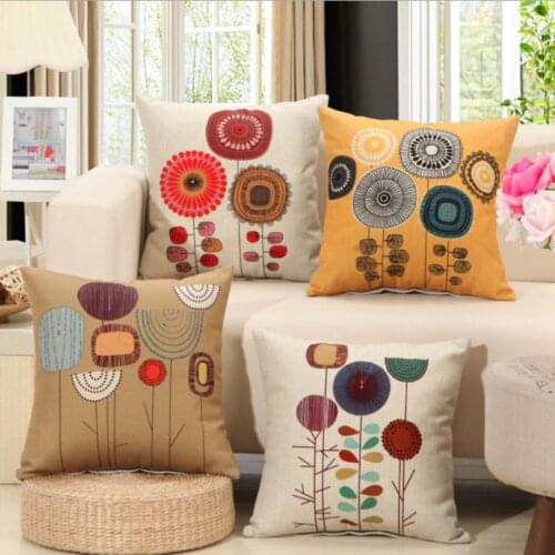 1 pcs Burlap pillowcase plant flower Pillow Cover Living Room Office Casual Waist Pillow Case Home Bedroo pillowcase