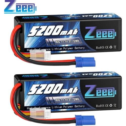 2units Zeee 11.1V 80C 5200mAh 3S Lipo Battery with EC5 Connector Hardcase Battery for RC Car Boat Truck Helicopter Airplane