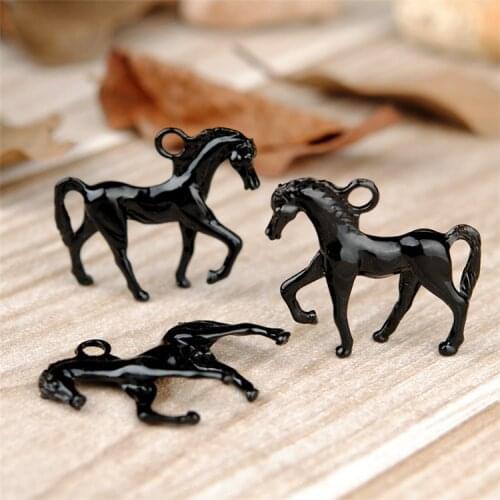 20 Pieces/Lot 31mm*26mm Black 3D Horse Charms Animal Charm Pendant For Jewelry Making