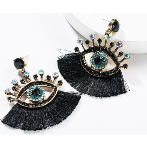 2019 Bohemian Handmade Beads Big Eye Tassel Drop Earrings For Women Wedding Trendy Girls Party Gift Statement Earrings Christmas