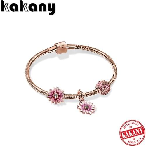 KAKANY 2020 S925 Silver High Quality Golden Bumble Daisy ZT0576 Romantic Beauty Bracelet Set Original Lady DIY Jewelry Gift