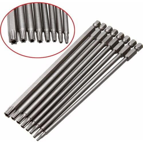 8pcs 8 Siz Torx Star Head Hex Shank Screwdriver Drill Bit Set Large Torque 150MM