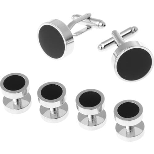 6Pcs Fashion Mens Tuxedo Cufflinks Formal Costume Shirt Studs Cuff Links Set