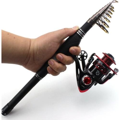 Promotion! 1.8m 2.7m 3.0m 3.3m Carbon Telescopic Fishing Rod Portable Spinning Rod and Reels Multifunction set baitcasting rod