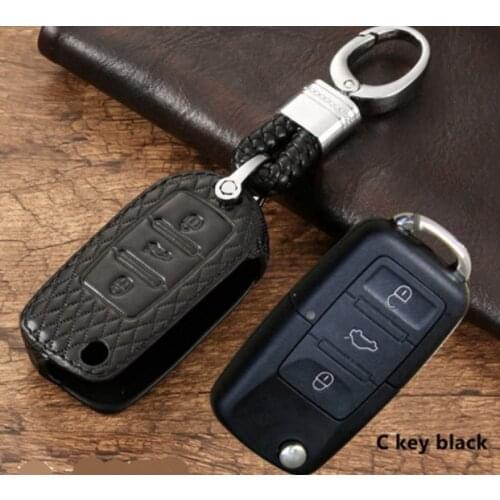 Car Leather Key Case Holder For VW MK7 Beetle Bora Golf Passat Polo Seat Altea Alhambra Ibiza For Skoda Octavia A5 A7 Kodiaq
