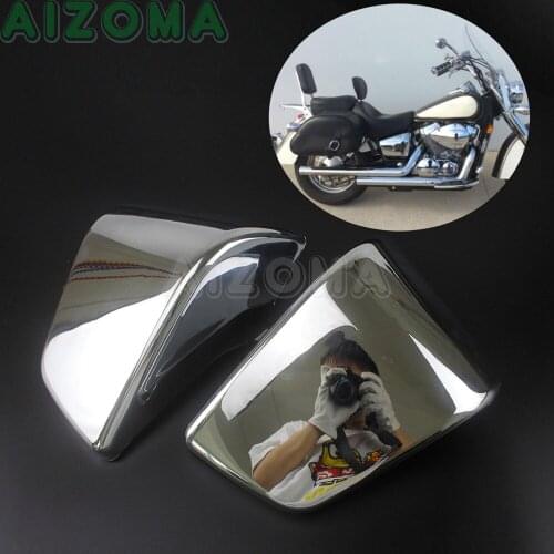 2pcs Chrome Motorcycle ABS Battery Side Protection Covers For Honda Shadow ACE VT400 VT750 VT 400/750 1997-99 2000 2001 02 2003