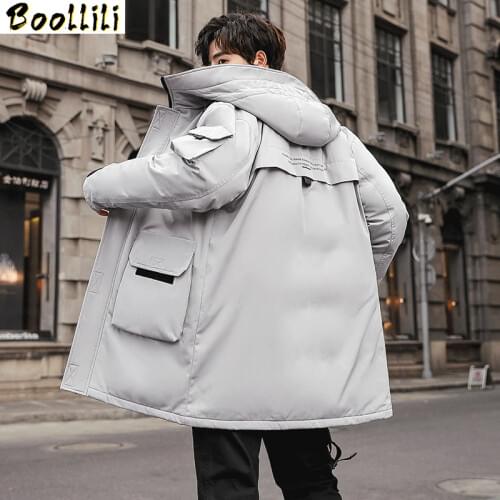 Boolili 2020 New Fashion Autumn Winter Outwear Down Jacket Men Windproof Waterproof Duck Down Parka Male Long Thick Warm Coat