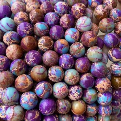 Natural Stone Fuchsia Lake Blue Purple Sea Sediment Turquoises Jaspers Beads 6 8 10MM Diy Beads For Jewelry Making