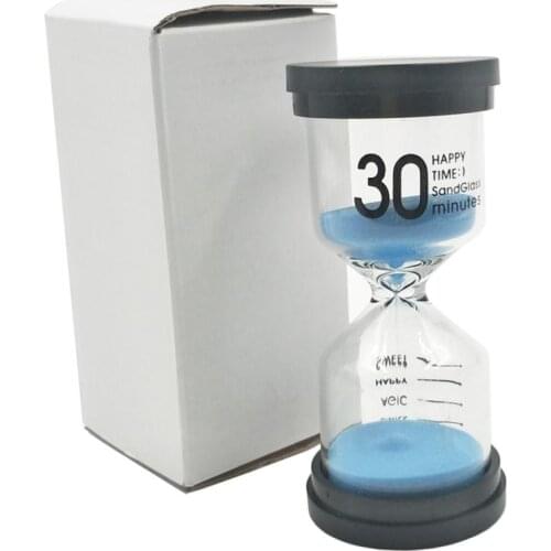 Black Round Sand Glass Hourglass 30 Minutes Dual Timers Kitchen Tools Home Decoration Special Needs Blue