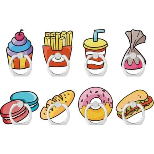 360 Degree Cartoon Foods Pizza Pie Ice Cream Finger Ring Smartphone Stand Holder Mobile Phone Holder For iPhone Huawei All Phone