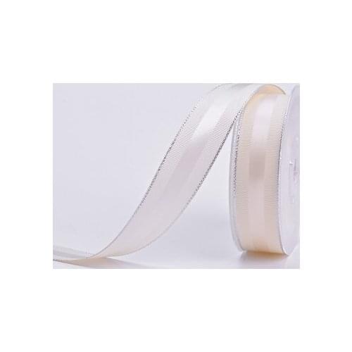3/8" inch (9mm) double layer grosgrain silver side with satin ribbon for bows
